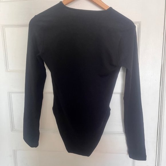 Zara V-Neck Black Bodysuit, M - Picture 2 of 2